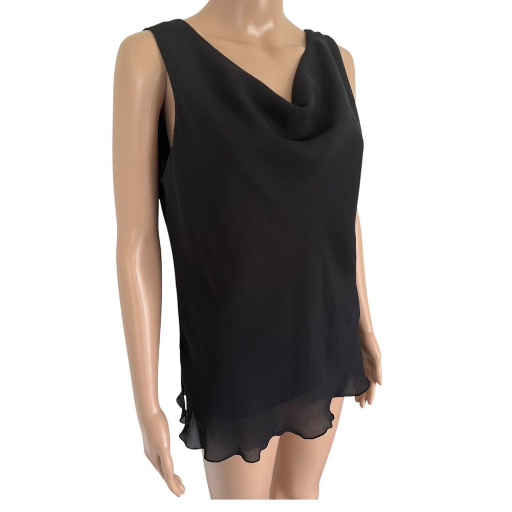 Y2K Style Cowl Neck Chiffon Top 10 Whimsigoth Fairy Grunge Simple Blouse Black